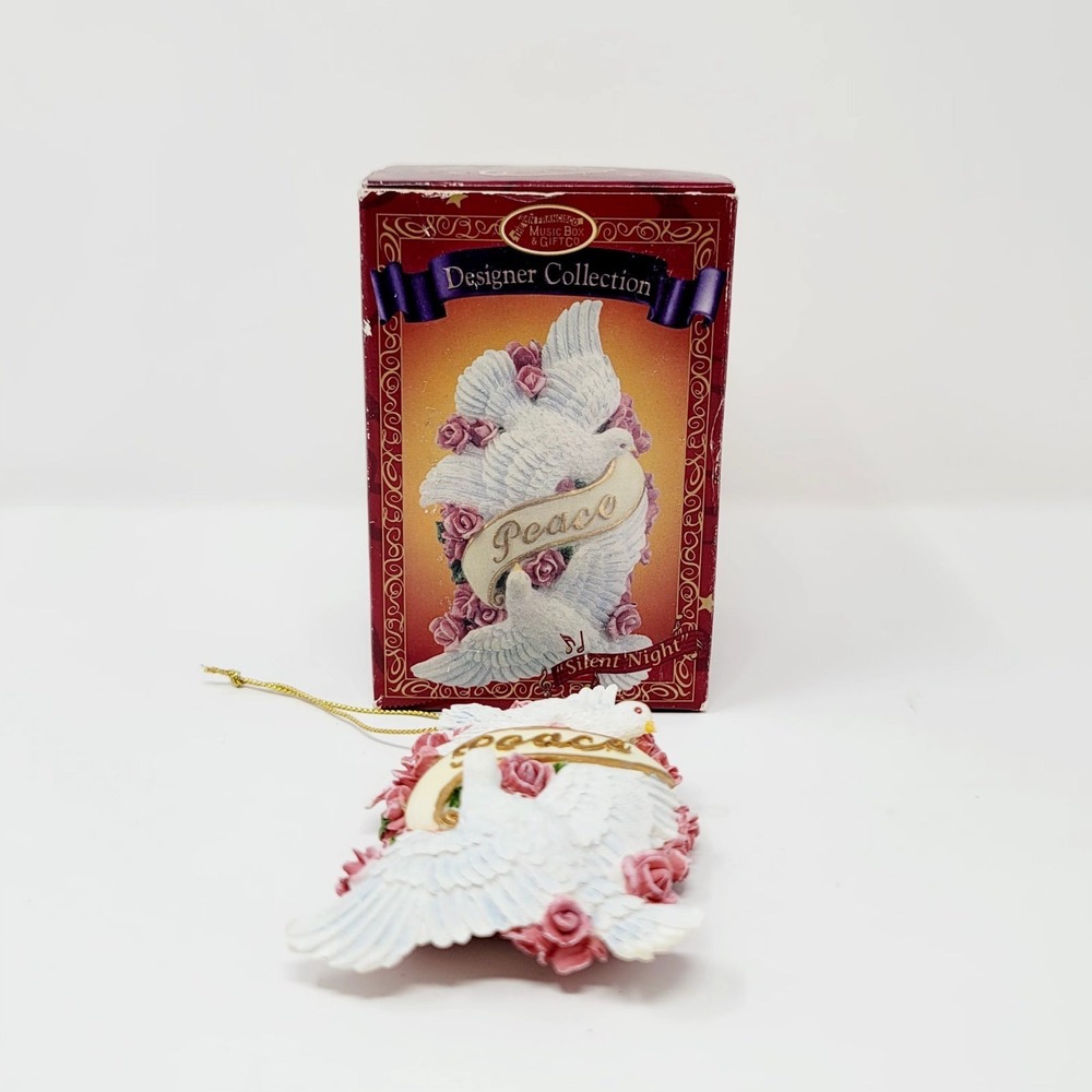 VTG San Francisco Music Box Co. Doves With Roses Musical Ornament M3